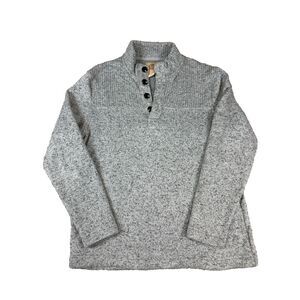 Telluride Clothing Co. Sweater Gray 1/4 Button‎ Fleece Pullover Mens Size Large